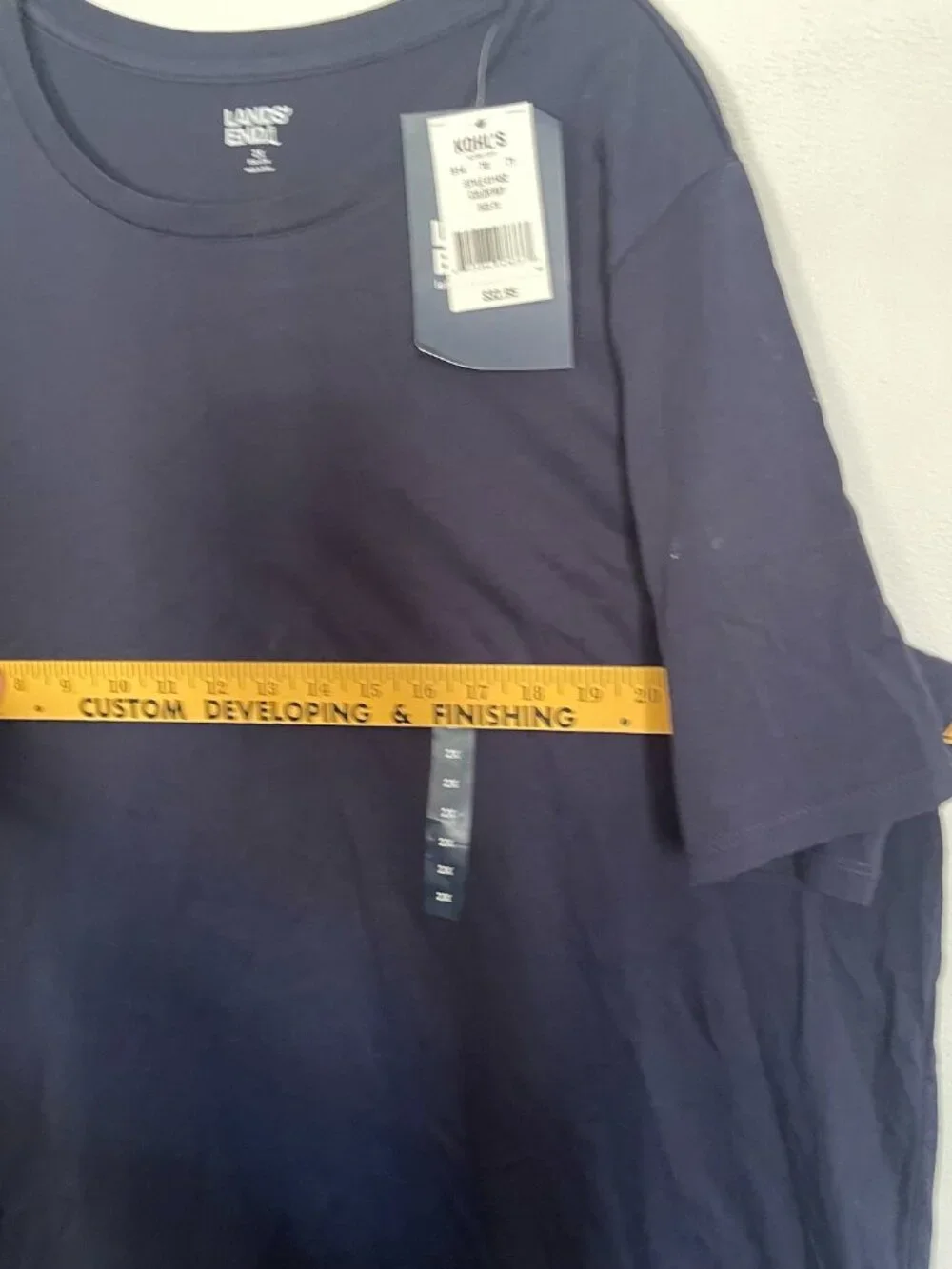 Lands' End T-Shirt Women's 2X Navy Blue Crew Neck Short Sleeve Basic Top T6